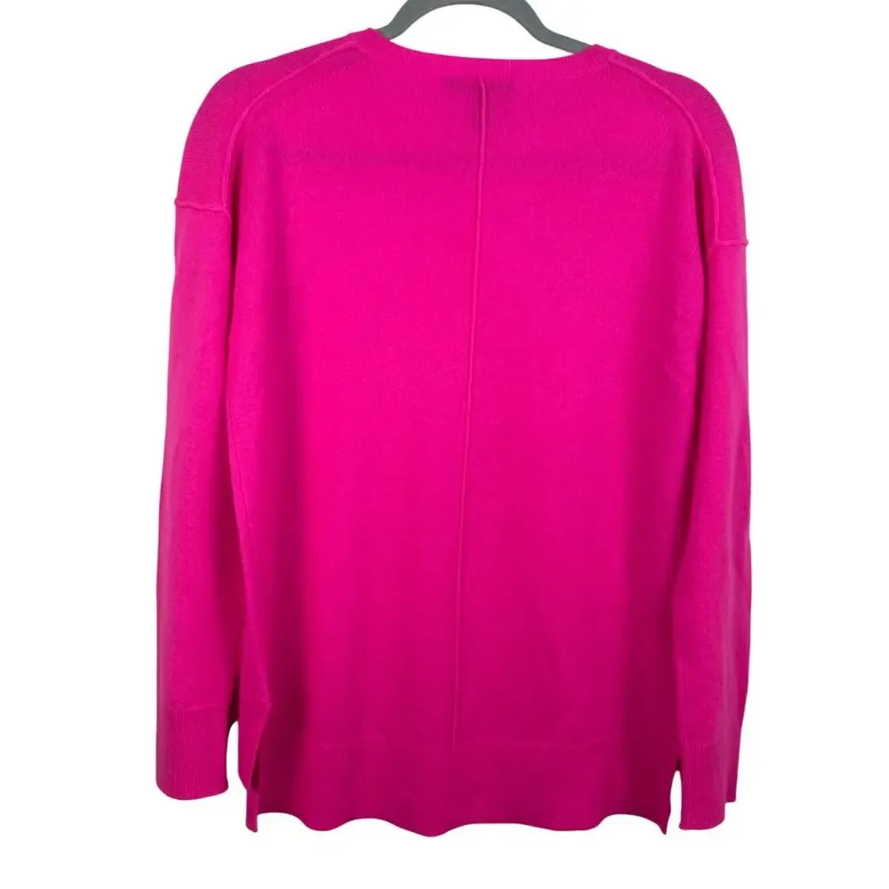 Aqua 100% Cashmere Hot Pink Size Small EUC Crewneck Lightweight